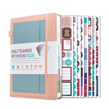 Imagem de Agenda agenda, agenda diária/semanal/mensal com 8 adesivos criativos, caderno de agenda de 400 páginas, caderno de páginas não datadas, cadernos de diário, agendas encadernadas para escritório, casa