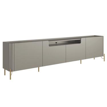 Imagem de Rack Para Sala de Estar TV 85 Pol 4 Portas Pés Industrial Dourado Alef I03 Grigio - Lyam Decor