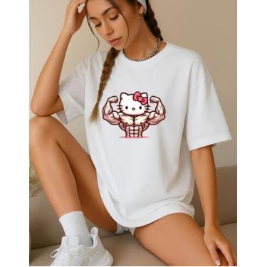 Imagem de Camiseta Feminina T-shirt Hello Kitty Academia Treino Gym - Genérica, 