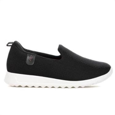 Imagem de Tênis Usaflex Slip On Elastano Textura Poa Preto - Feminino-Feminino