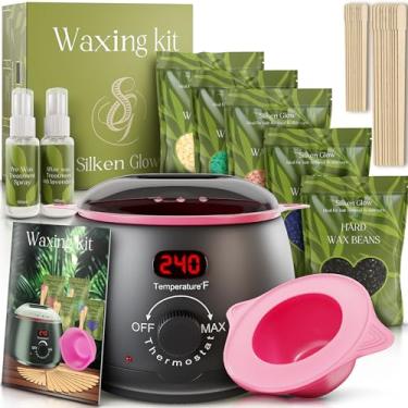 Imagem de Kit de cera para depilação, pote de cera para depilação de rosto, corpo, perna, biquíni, cera brasileira, kit de depilação para mulheres e homens (34 acessórios)