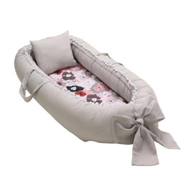 Imagem de Ninho Redutor de Berço com Laço Ajustável Alça e Travesseiro Para Bebê - Bichinhos na Selva