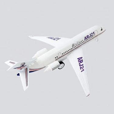 Imagem de Avião de Brinquedo Airliner ARJ21 Modelo com Som e Luz Movido a Fricção Branco Brinquedo Educativo Para Crianças Brinquedo de Montar