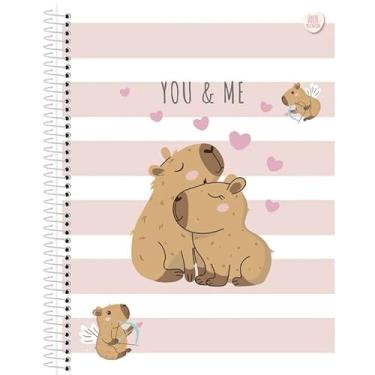 Imagem de Caderno Universitario Animativa Capycuties 10 materias 160 folhas (rosa e branco)