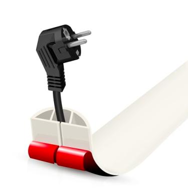 Imagem de Capa de cabo de piso, cabo autoadesivo, ocultador, piso de 1,5 m, protetor de cabo de alimentação para escritório, academia, exposições (bege, 3 cm x 3,3 pol.)