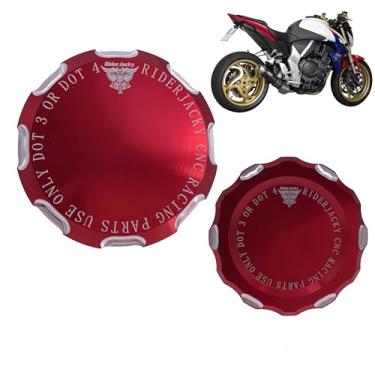 Imagem de Riderjacky Compatível com tampa do reservatório de fluido da embreagem do freio dianteiro da motocicleta cilindro de óleo Honda CB1000R CB 1000R de 2009 a 2016 2010 2011 2012 2013 2014 2015 (vermelho)