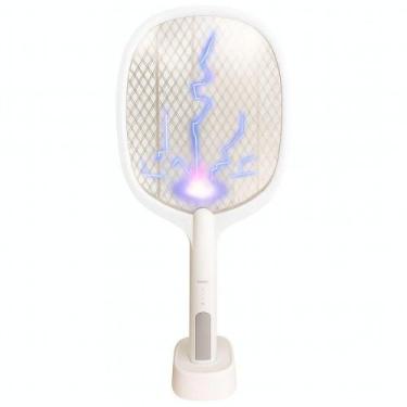 Imagem de Raquete Elétrica Mata Insetos Recarregável Usb Com Base E Luz Led Uv -