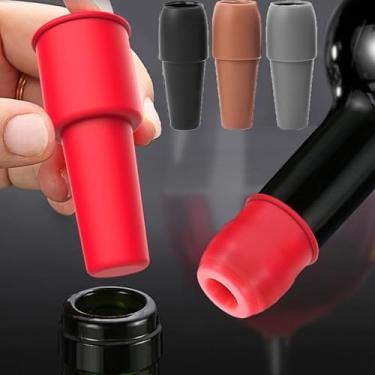 Imagem de 4 peças de tampão de vedação de garrafas de vinho de silicone reutilizável rolha de garrafa de vinho espumante rolha de vedação de vinho