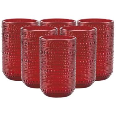 Imagem de Jogo com 6 Copos de Vidro Pérola Vermelho 460ml
