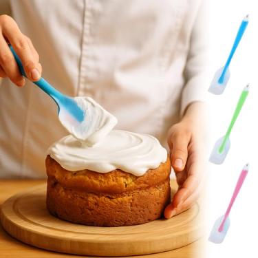 Imagem de Conjunto de 3 espátulas de silicone para assar e misturar, livre de BPA e resistente ao calor, espátulas de cozinha de borracha antiaderente para cozinhar, multicoloridas