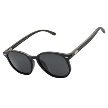 Imagem de Oculos de Sol Hexagonal Premium Bambu Classico Retro UV400 Masculino Feminino Unisex - Modelo Tulum Polarizado - Cacife Brand (Preto e Cinza)