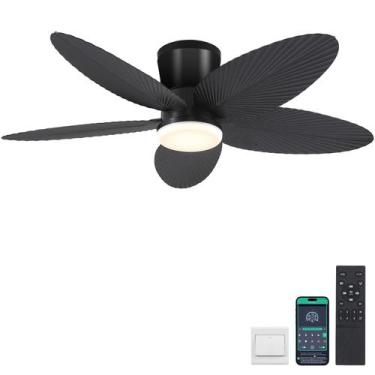 Imagem de Ventilador de teto Surtime 6669 Black 42" Palm Leaf Light 90-220V
