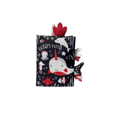 Imagem de Estimulação visual em tecido de livro sensorial Ocean Dark para bebês 