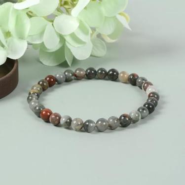 Imagem de Pulseira de pedra de sangue africana, pedras de chacra, joias artesanais, cristal de cura de 6 mm, Small, Pedra, Sem Pedra Preciosa