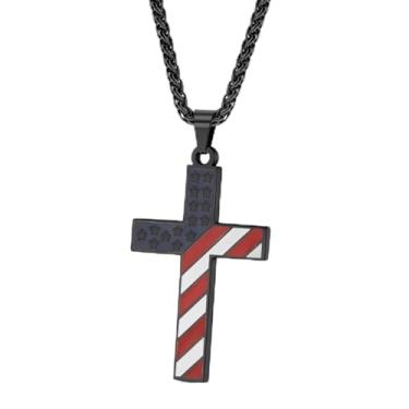 Imagem de Colares de cruz masculinos com pingente de cruz de aço inoxidável, acessórios religiosos, joias religiosas, One Size, Aço inoxidável, Sem Pedra Preciosa