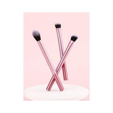 Imagem de Conjunto de pincéis de maquiagem com base rosa, 3 peças, corretivo, sombra, blush, halo, corante, pincel de maquiagem para iniciantes, ferramentas de maquiagem para iniciantes