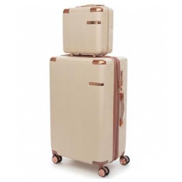 Imagem de Mala de Bordo 10kg Premium Luxo Expansível com Frasqueira Kit Viagem Aprovada ANAC Bagagem de Mão ABS Rígido Mala Rose Gold 4 Rodas 360° Cadeado TSA AntiFurto Leve e Resistente