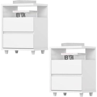 Imagem de Kit 2 Mesas De Cabeceira 2 Gavetas 48 Cm Campeche Henn - MÓVEIS HENN