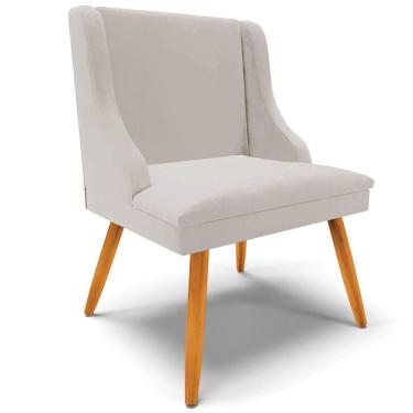 Imagem de Poltrona Pés Palito De Madeira Firenze Veludo Cinza/Natural