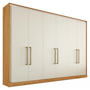 Imagem de Guarda Roupa Argos 6 Portas 100% Mdf Móveis Mademarcs Peroba-off White