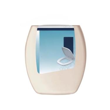 Imagem de Assento Tampa de Vaso Almofadado Quadrado Casa de Banho Sanitária(Bege)