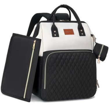 Imagem de Mochila de fraldas para bebês ROSEGIN 35L impermeável preta/branca
