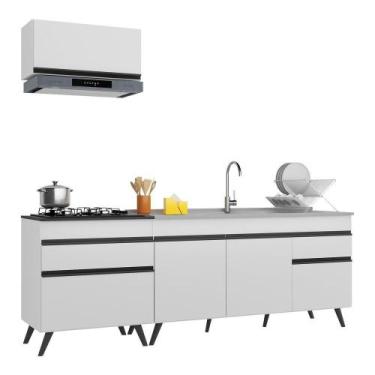 Imagem de Armário De Cozinha Compacta 220cm Veneza Multimóveis V2074 Branco/pret