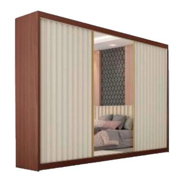 Imagem de Guarda Roupa Athenas 3 Portas 1 Com Espelho 100% Mdf Ipê/off White