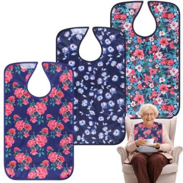 Imagem de Babadores para adultos  3 peças de protetor de roupas lavável com cole
