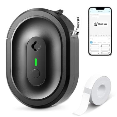 Imagem de NDYIN Máquina de etiquetar com fita, impressora de etiquetas Bluetooth portátil N12, mini etiquetadora sem fio, adesivo térmico com vários modelos para casa, cozinha, escola, escritório, preto