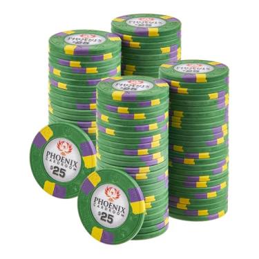 Imagem de Playzaic Conjunto de fichas de pôquer profissional Phoenix 10 gramas (pacote com 100) - Fichas de cassino em massa com denominações para Texas Holdem, Blackjack - Acessórios para jogos de apostas (25