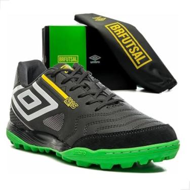Imagem de Chuteira Umbro Pro 5 Bump Club Brfutsal Society Preta e Verde