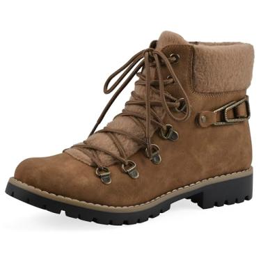 Imagem de Cliffs by White Mountain Bota feminina Pioneer acolchoada com cadarço na altura do tornozelo, Bronzeado/nobuck, 35