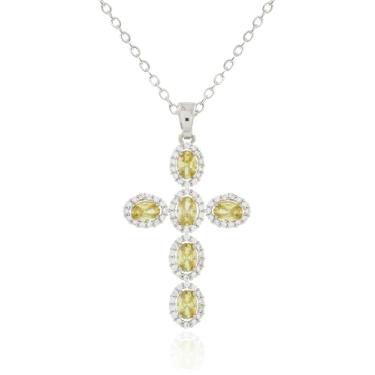 Imagem de MUSEQVE Colar feminino com pingente de cruz verde peridoto banhado a ouro 14K CZ Halo Gemstone Emerald Cross Pendant Necklace Elegant Christian Jewelry [CXN-EM], 17 inch with 2 inch extender, Gema