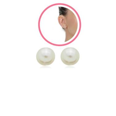 Imagem de Drusi Semi Joias, Brinco de Pérola 6mm Folheado A Ouro 18k