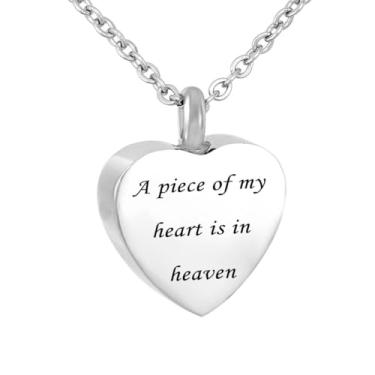 Imagem de Colar de urna Always In My Heart para cinzas, joia de cremação, lembrança, à prova d'água, pingente memorial para mãe, pai, avó, cinza, Pedra, Sem Pedra Preciosa