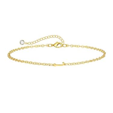 Imagem de Kyerlyn Pulseira com inicial para mulheres, pulseiras ajustáveis com alfabeto A-Z, minúsculas, banhado a ouro 14 K, pulseiras delicadas para meninas, boa sorte, significado, moda, joias para o dia a