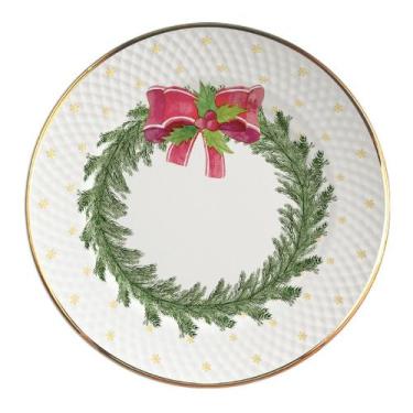 Imagem de Jogo de Pratos Raso Harmonia Natal Filete Ouro 6 Pçs - Alleanza
