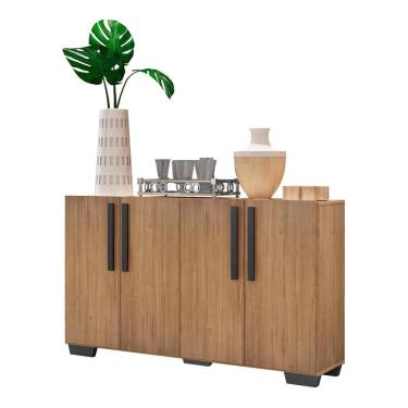 Imagem de Aparador Buffet 4 Portas Com Pés Quadrados Rustic/preto