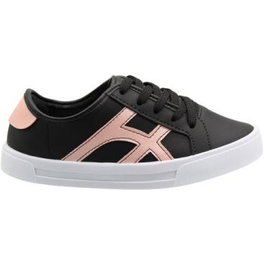 Imagem de Tênis Casual Infantil Molekinha Flatform Recortes Menina, 29, Preto