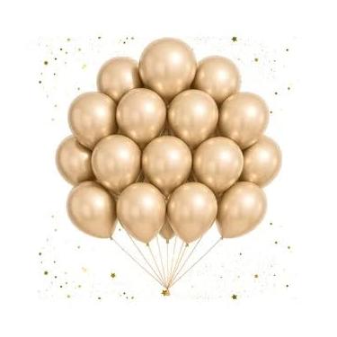 Imagem de 50 Balão Bexiga Metalizada Nº 10 Decoração De Festa Metalizada Aniversário Casamento Evento Painel (50,champanhe ouro)