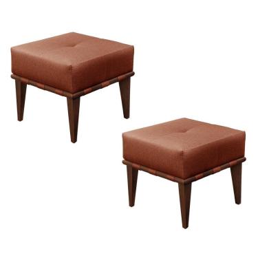 Imagem de Conjunto - 2 Puffs Banqueta Noé Luxo Castellar Móbile Linho Terracota