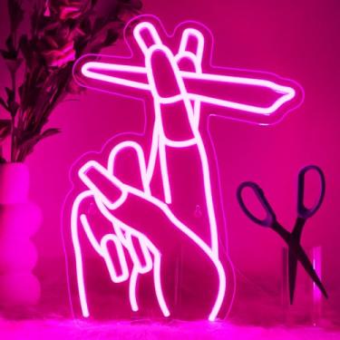 Imagem de WLHOPE Placa de LED rosa neon para decoração de parede, gesto, USB, unhas, homem, caverna, néon, sinal de luz para quarto, casa, bar, quarto de meninas, salão de unhas, decoração de festa, presente