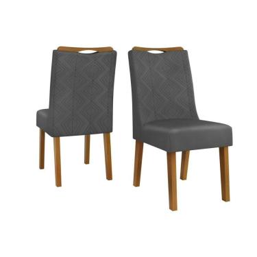 Imagem de Kit 2 Cadeiras Sala Jantar Stela 2 Un Ipê Suede Lunar Grafite
