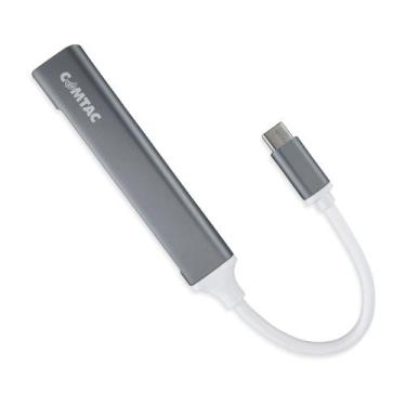 Imagem de Hub Tipo C Alumínio Cinza 4 Portas USB 3.0 E 2.0 Comtac 1101