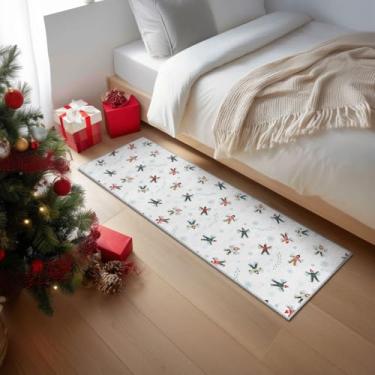 Imagem de Artoid Mode White Snow Tapete de corredor de inverno infantil, decoração de casa de Natal, antiderrapante, lavável, tapete para corredores, cozinha, lavanderia, quarto, banheiro, 6 x 1,8 m