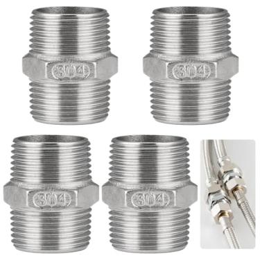 Imagem de Acessórios para tubos, macho x 2,5 cm macho 2,5 cm sextavado de mamilo, aço inoxidável 304 acessórios roscados macho tubos 2,5 cm x 2,5 cm adaptadores Npt para água, gasodutos, combustível, 1 peça 4