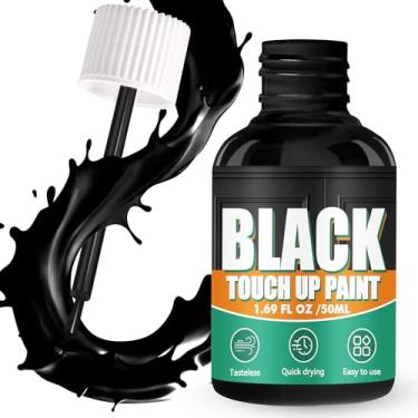 Imagem de Lubynia Caneta de tinta de retoque preta, tinta para eletrodomésticos de várias superfícies, preta, 400 ml de tinta inodora, kit de reparo de porcelana para arranhões e manchas na banheira, cozinha