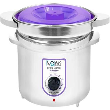 Imagem de Mega Bell, Panela aquecedora de cera para depilação, Termocera, Cera-Matic Júnior, Com refil, Bivolt, 400g, Tampa lilás com a base branca