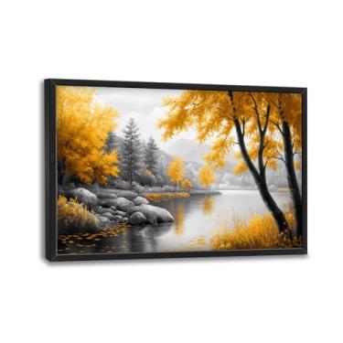 Imagem de Arte de parede grande para sala de estar, decoração de árvores zen grandes floresta dourada e negra impressão em tela imagens de pedra zen decoração de casa para sala de estar quarto escritório